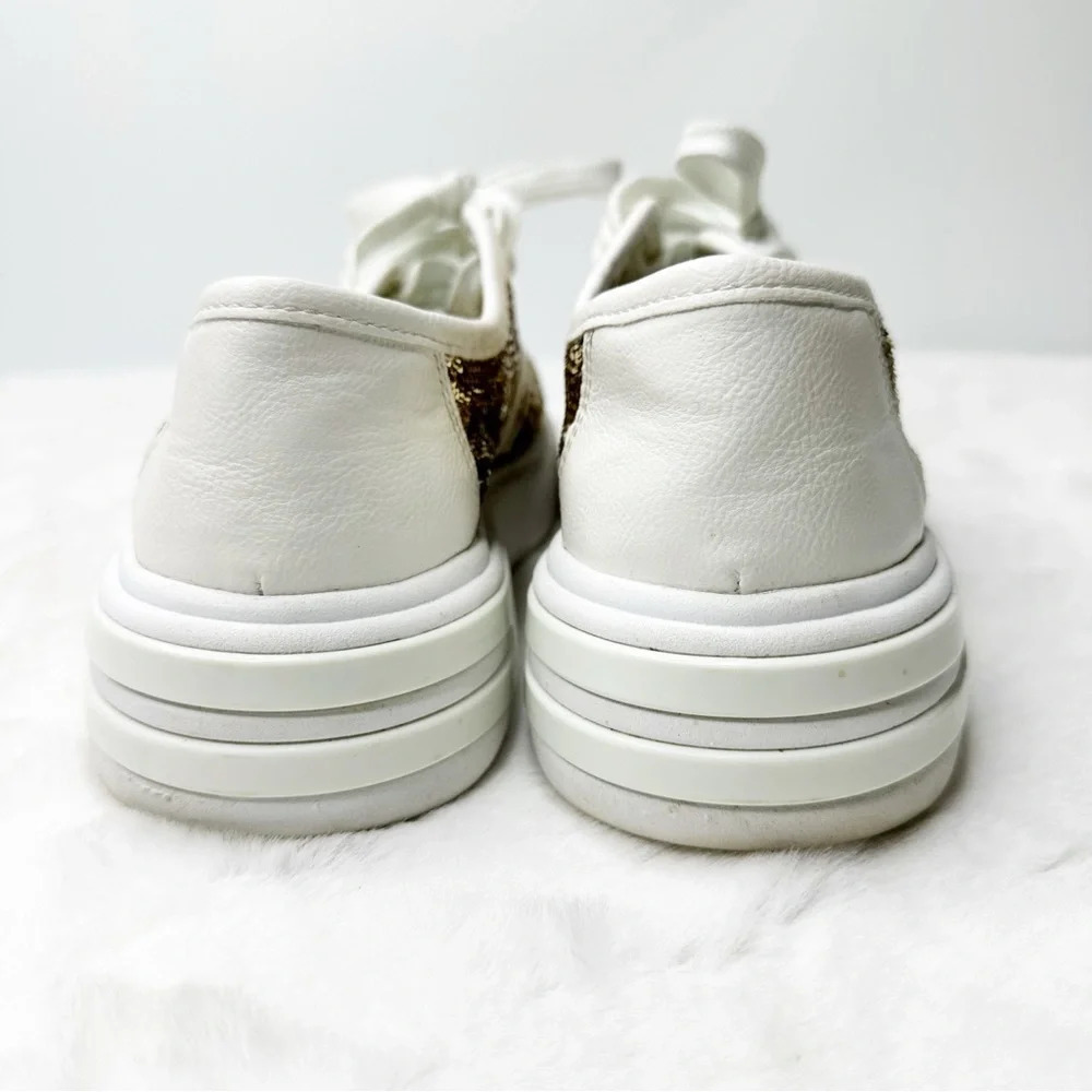 Geox Gold Sequin Tennis Shoes Size 7 - Picture 4 of 6